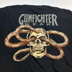 New Gun Fighter Wear Tattoo Art Skull Snake Guns TEE T SHIRT Sz Mens 2XL Black